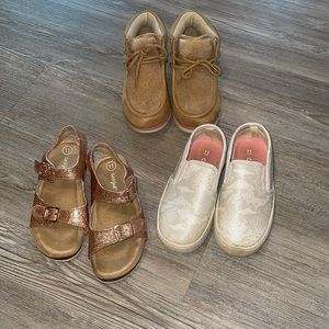 Size 11 sparkly flats and sandals and tan boots
